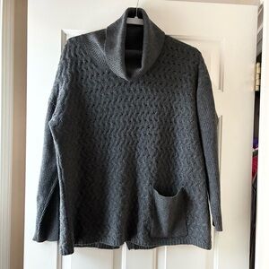 Griffen Cowl Neck Turtleneck Cashmere Knit Sweater Charcoal Size M